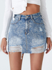 Jupes Courtes en Denim Courts Femmes Etés à Zip avec Poches Bas Déchirés Unicolore Shorts Sexy