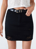 Jupes Courtes en Denim Courts Femmes Etés à Zip avec Poches Bas Déchirés Unicolore Shorts Sexy