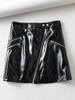 Jupes Courtes Femmes à Cuir Synthétiques Vernis Moulantes Fermeture avec Boutons-Pressions Décors avec Zip Sexy