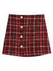 Jupes Courtes Femmes Imprimés Carreaux Décors avec Boutons Bicolores Jupes Courtes