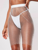 Jupes de Clubs Sexy en Résilles Transparentes Femmes Courtes Coupe Cintrée Elastique Unicolore Jupes de Clubs Sexy