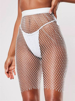 Jupes de Clubs Sexy en Résilles Transparentes Femmes Courtes Coupe Cintrée Elastique Unicolore Jupes de Clubs Sexy