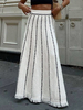 Jupes En Acrylique Blanc Taille Haute Rayures Chics Bas Longs Femmes