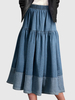 Jupes en Denim Femmes Mi-longues Coupe Cintrée Bas Evasée Bicolores Jupes en Denim Femmes
