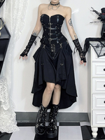 Jupes gothiques Lolita SK avec détails en métal noir à lacets