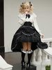 Jupes gothiques Lolita SK Jacquard noires à volants et à plusieurs niveaux