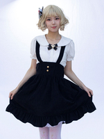 Jupes Idol Lolita SK Jupes Lolita à volants noirs à imprimé Fleurie