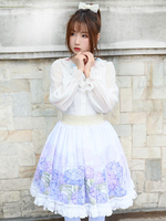 Jupes Lolita à imprimé floral lilas Sweet Lace Lolita SK