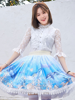 Jupes Lolita en dentelle bleue à imprimé animal doux Lolita SK
