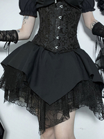 Jupes Lolita gothiques noires en dentelle à volants Lolita SK