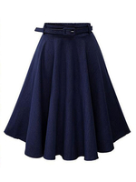 Jupes Mi-longues Femmes Coupe Cintrée avec Ceinture Unicolore Bas Evasée Jupes Mi-longues Femmes