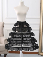 Jupons Lolita en mousseline de soie Volants Jupon Lolita Noir Réglable Crinoline Déguisements Halloween