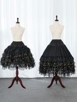 Jupons Lolita Noir Dentelle Polyester Étoiles Gothique Lolita Avec Lacet Pour Modifier La Longueur