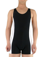 Justaucorps Wrestling Noir demi-long en Lycra sans manches Déguisements Halloween