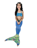 Kids Mermaid Costume bleu Déguisements Halloween Fishtail maillots de bain 2 pièces ensemble