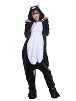 Kigurumi Carnaval Adulte pour femme en flanelle noir de Nouvel An hiver Combinaison Déguisements Halloween