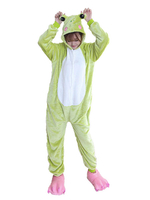 Kigurumi Carnaval Adulte pour femme en flanelle vert gazon de Nouvel An hiver Combinaison Déguisements Halloween