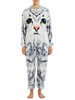 Kigurumi Carnaval Onesie Pyjamas 3D Chats Gris Clair Flanelle Facile Toilette Combinaison Kigurumi Carnaval Costume Carnavals Déguisements Halloween