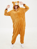 Kigurumi Carnaval Onesie Pyjamas Ours brun Combinaison en flanelle Kigurumi Carnaval Costume Carnavals Déguisements Halloween