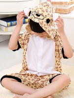 Kigurumi Carnaval Onesie Pyjamas Ours En Coton Facile Toilette Combinaison À Manches Courtes Déguisements Halloween