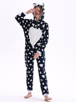 Kigurumi Carnaval Onesie Pyjamas Sweetheart Bunny combinaison de flanelle bleu profond Costume Carnavals Kigurumi Carnaval Déguisements Halloween