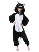 Kigurumi Carnaval pyjama chat cache-couche pour enfants flanelle noire hiver vêtements de nuit mascotte Animal Costume Carnaval Déguisements Halloween