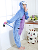 Kigurumi Carnaval Pyjama Donkey Onesie cyan flanelle animaux vêtements de nuit pour adultes dos avec fermeture à glissière Déguisements Halloween