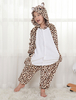 Kigurumi Carnaval pyjama pour enfant hiver automne en flanelle pour enfants en flanelle unisexe léopard Déguisements Halloween