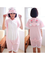 Kigurumi Carnaval Pyjamas Cochon Onesie Soft Rose manches courtes Combinaisons Été Animaux de Nuit pour Adultes Déguisements Halloween