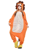 Kigurumi Carnaval Pyjamas Lions 2021 en Flanelle Bicolores Femeture avec Boutons Hiver Vêtements de Nuit Costume Carnaval Cosplay Halloween