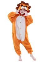 Kigurumi Carnaval Pyjamas Lions Enfants 2021 en Flanelle Bicolores Femeture avec Boutons Hiver Vêtements de Nuit Costume Carnaval Cosplay Halloween
