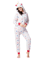 Kigurumi Carnaval Pyjamas Onesie Star Licorne Adulte Blanc Flanelle Zipper Jumpsuit Costume Carnavals Kigurumi Carnaval Déguisements Halloween