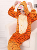 Kigurumi Carnaval Pyjamas Tigre 2021 Orange en Flanelle Fermeture par Boutons Hivers Vêtements de Nuit Costume Carnaval Déguisements Halloween