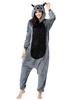 Kigurumi Pyjama Cache-couche Raton Laveur Adulte Gris Foncé Flanelle Facile Toilette Hiver Vêtements De Nuit Animal Costume Carnaval Déguisements Halloween