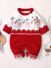 Kigurumi Pyjamas Rouge Noël Renne Enfant Cadeaux Noël Tricotée Combinaison Déguisements Halloween