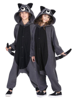 Kigurumi Racoon Carnaval Pyjamas Racoon Onesie Snuggie gris Flannel 2021 Vêtements de nuit d\