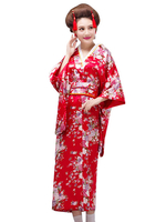 Kimono Costumes Femme Japonais Costume Imprimé Floral Soie Déguisements Halloween