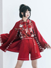 Kimono Lolita Blouses Rouge Manches Longues Lolita Top Floral Print Lolita Shirt