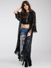 Kimono noir en dentelle unicolore transparent