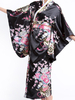 Kimono Noir Femme En Satin Imprimé Fleuri Déguisements Halloween Carnaval