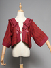 Kimono Rouge Veste Style Japonais Manches Longues Volants Plaid