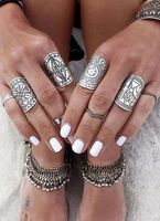 Knuckle argent bagues anneaux en relief pour les femmes