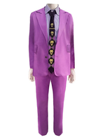 Laventure Bizarre de JoJo Yoshikage Kira Costume de Cosplay Costumes violets Ensemble de 3 pièces en polyester