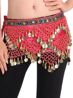 La danse du ventre hanche écharpe rouge à volets accessoires de costumes de danse du ventre taille glands chaînes féminines Déguisements Halloween