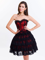 Lacets Sweetheart Corset dentelle robe féminine bretelles deux tons en couches Corsets Overbust