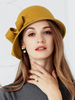 Laine chapeau cloche chapeau rétro feutre femmes jaunes coiffes royales Déguisements Halloween