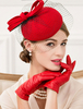 Laine rouge Fascinator Net Bowknot Flapper Vintage casque chapeau Déguisements Halloween