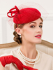 Laine rouge Fascinator Net torsadée costumes rétro Strappy casque chapeau Déguisements Halloween