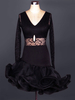 Latin Dance Costume dentelle V cou manches longues découper deux tons volants robe de danse latine Bodycon Déguisements Halloween