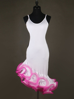 Latin Dance Costumes Costumes de danse blanc Strappy volants sans manches robe féminine Déguisements Halloween